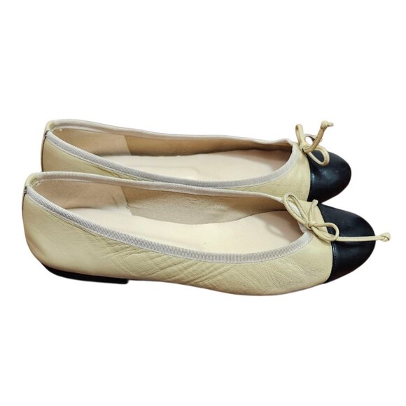 French Sole fs/ny Camille Cap Toe Leather Flats In Beige/Black - Size 8.5 - Picture 3 of 12
